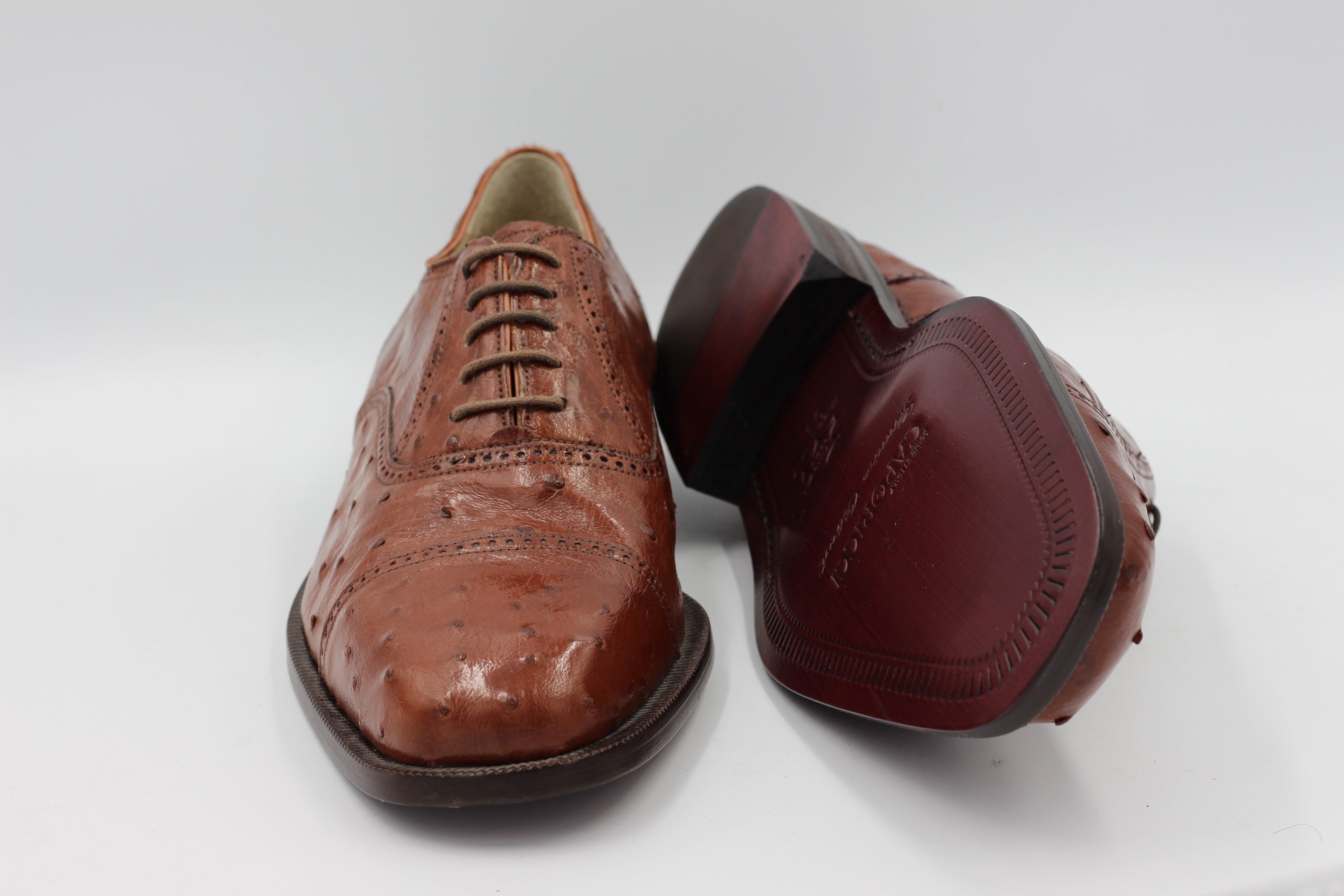 Caporicci Miami M Genuine Ostrich Leather Almond Shoe Size 11 1/2