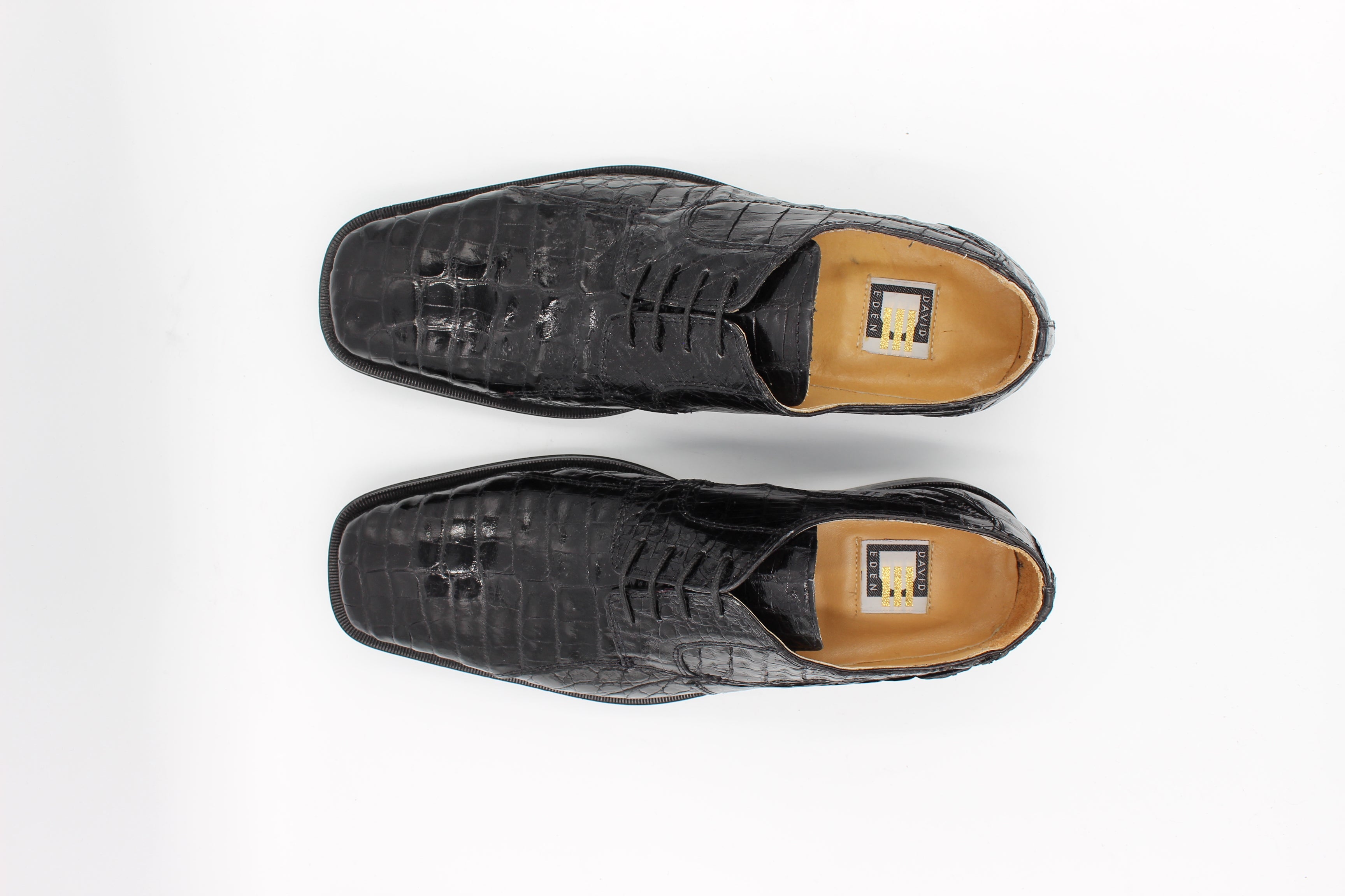 David Eden Unique Exotic Genuine Crocodile Leather Black Shoe Size 10