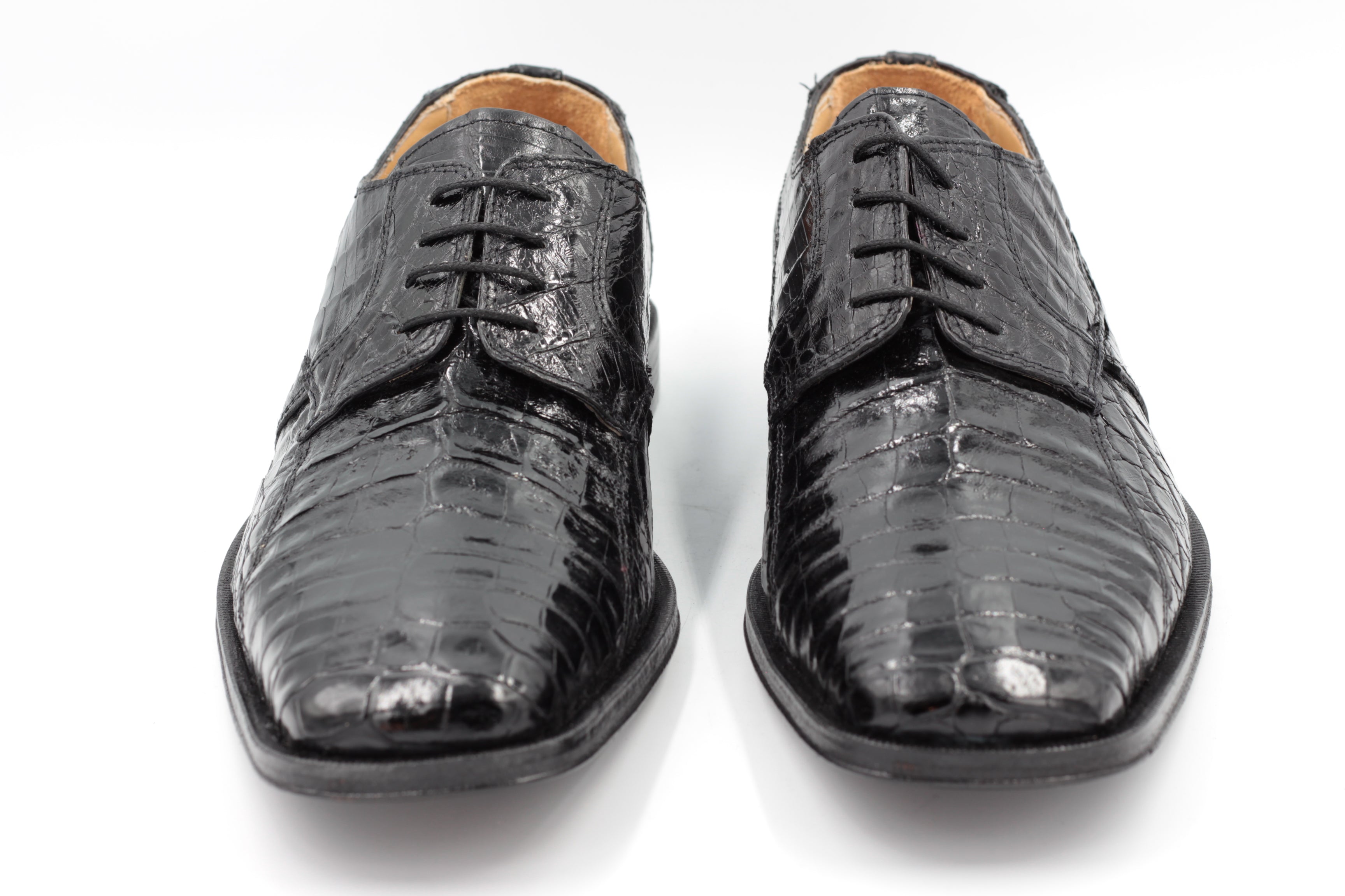 David Eden Unique Exotic Genuine Crocodile Leather Black Shoe Size 10