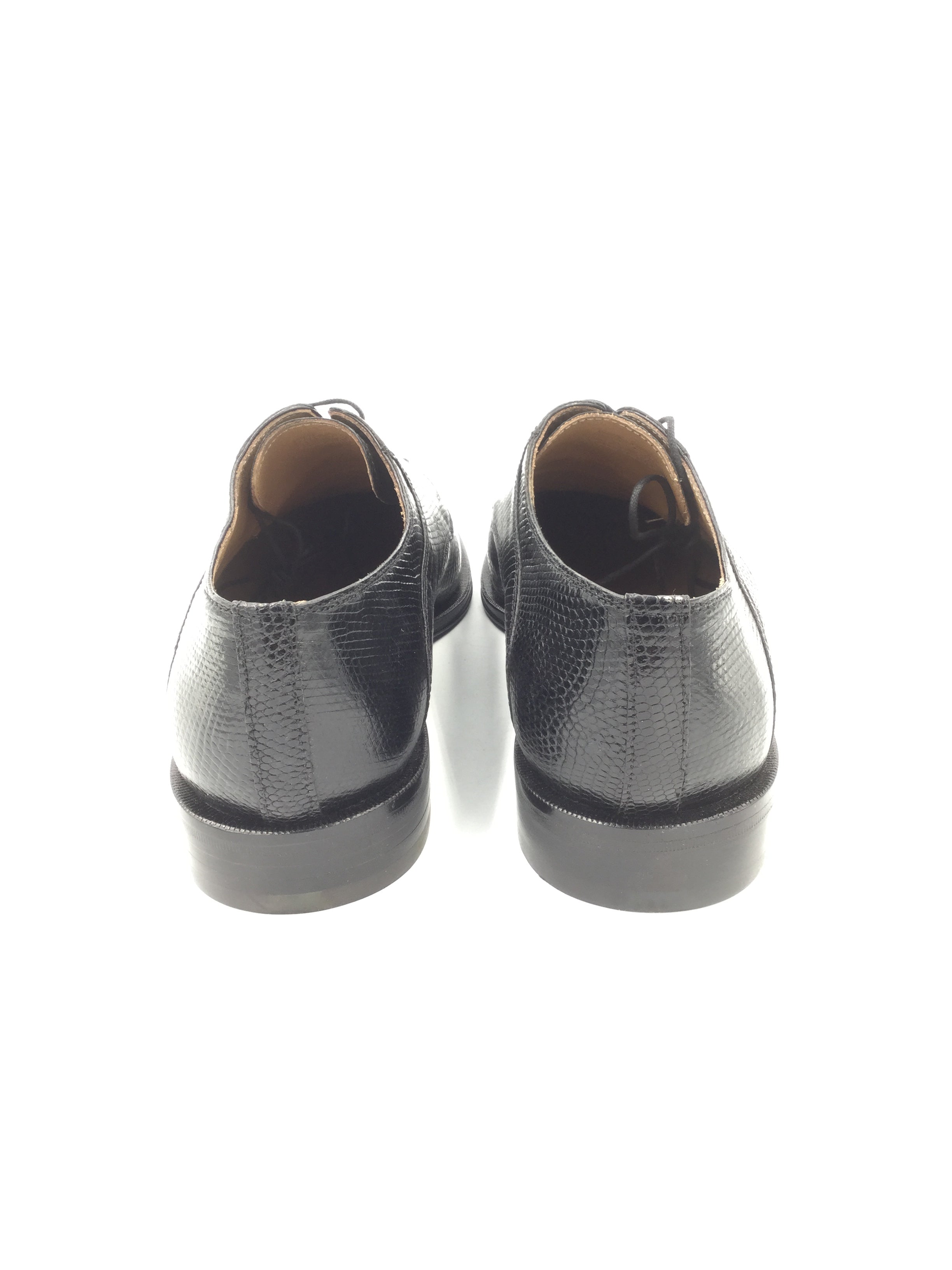 David Eden Unique Genuine Crocodile and Lizard Leather Black Shoe Size 9