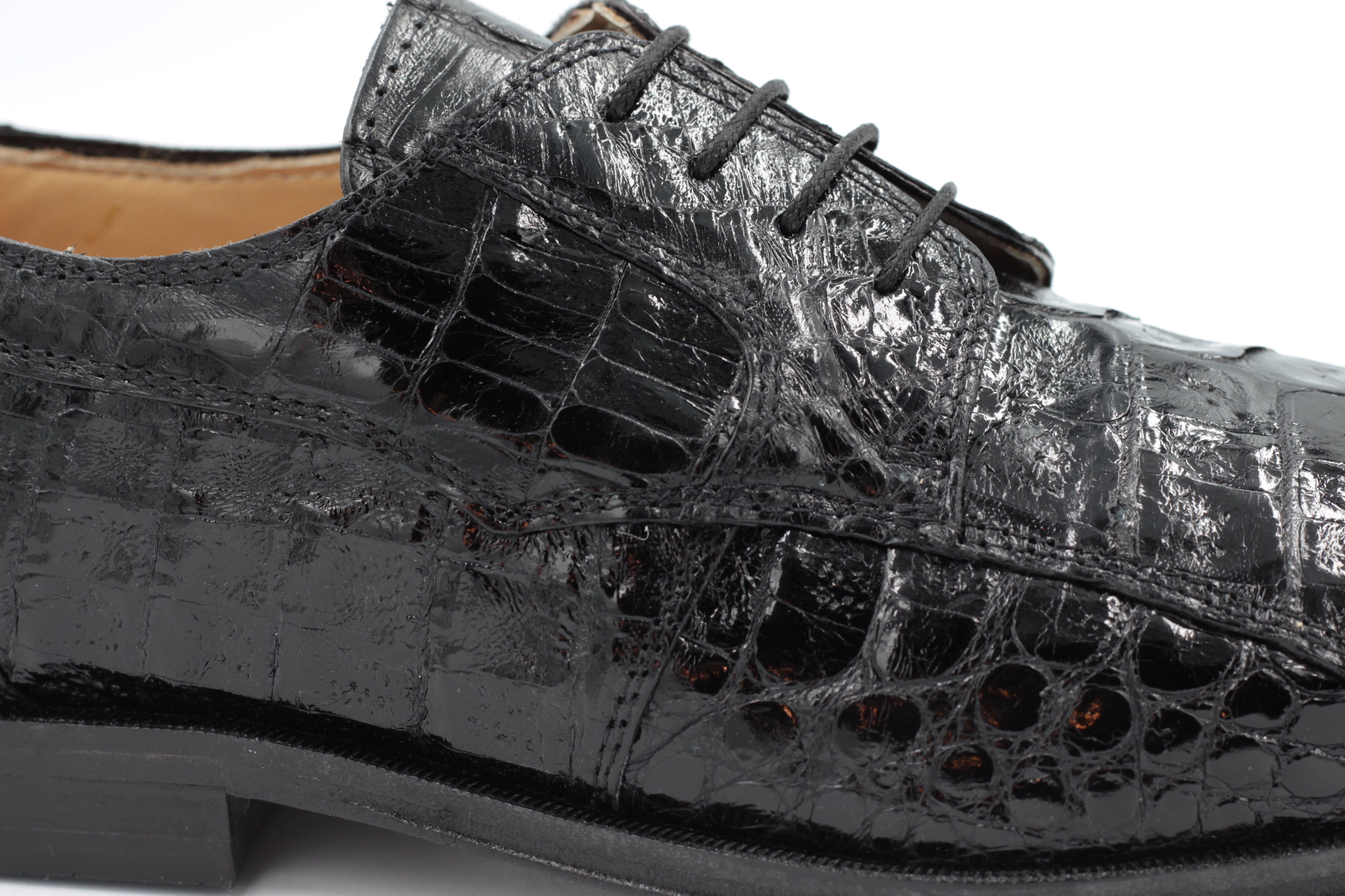 David Eden Unique Exotic Genuine Crocodile Leather Black Shoe Size 10