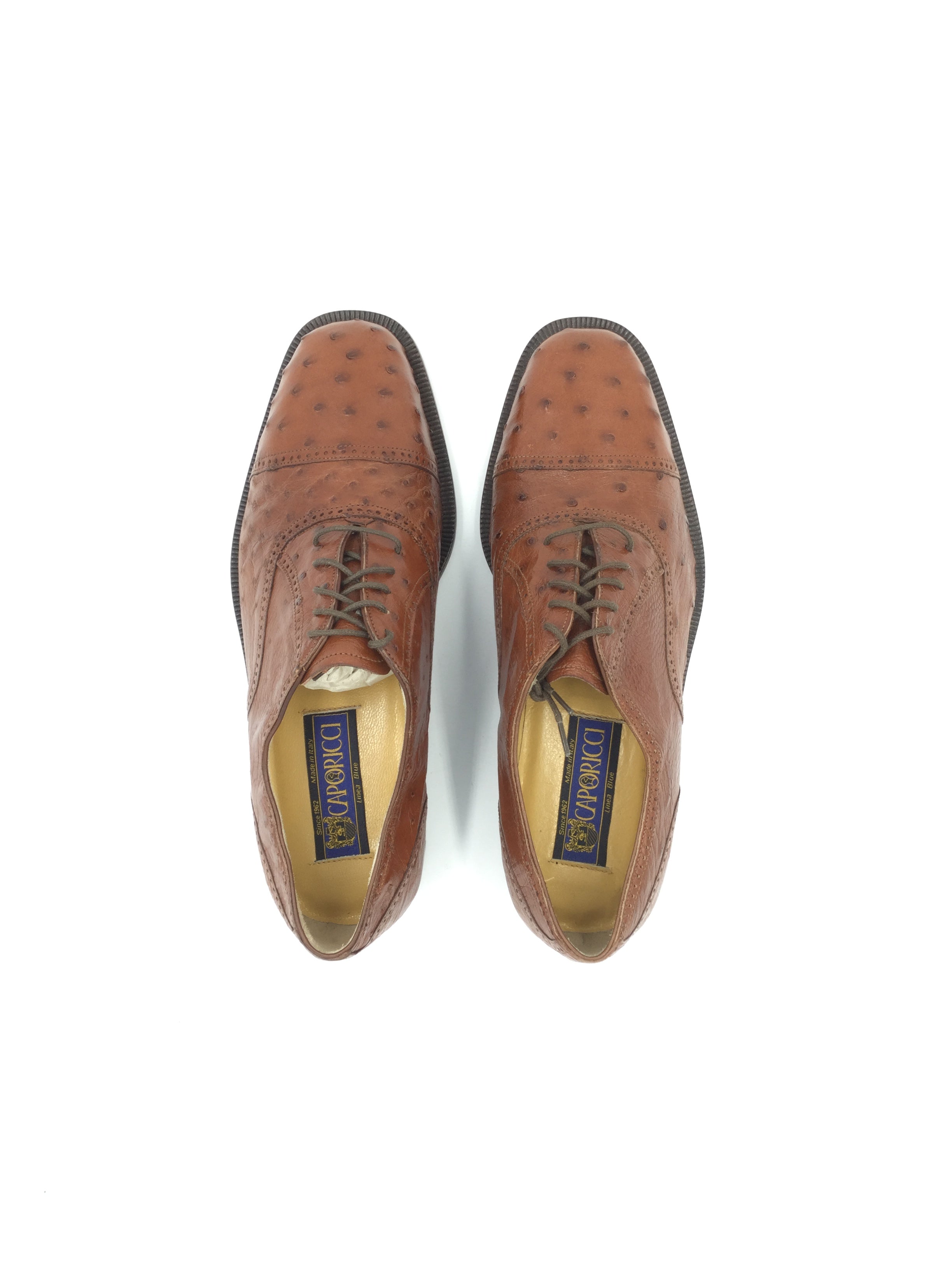 Caporicci Genuine Ostrich Leather Almond Shoe Size 10 W