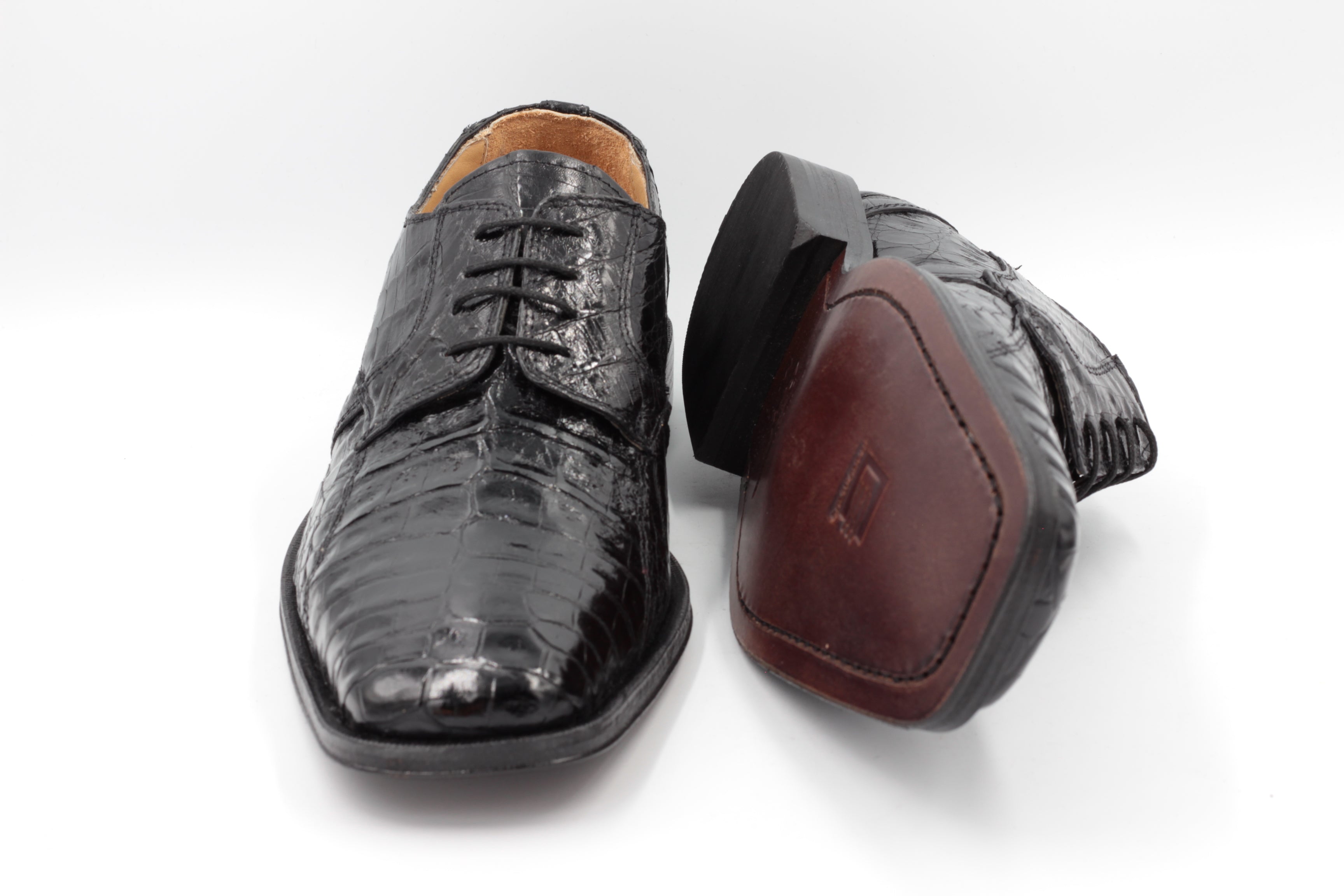 David Eden Unique Exotic Genuine Crocodile Leather Black Shoe Size 10