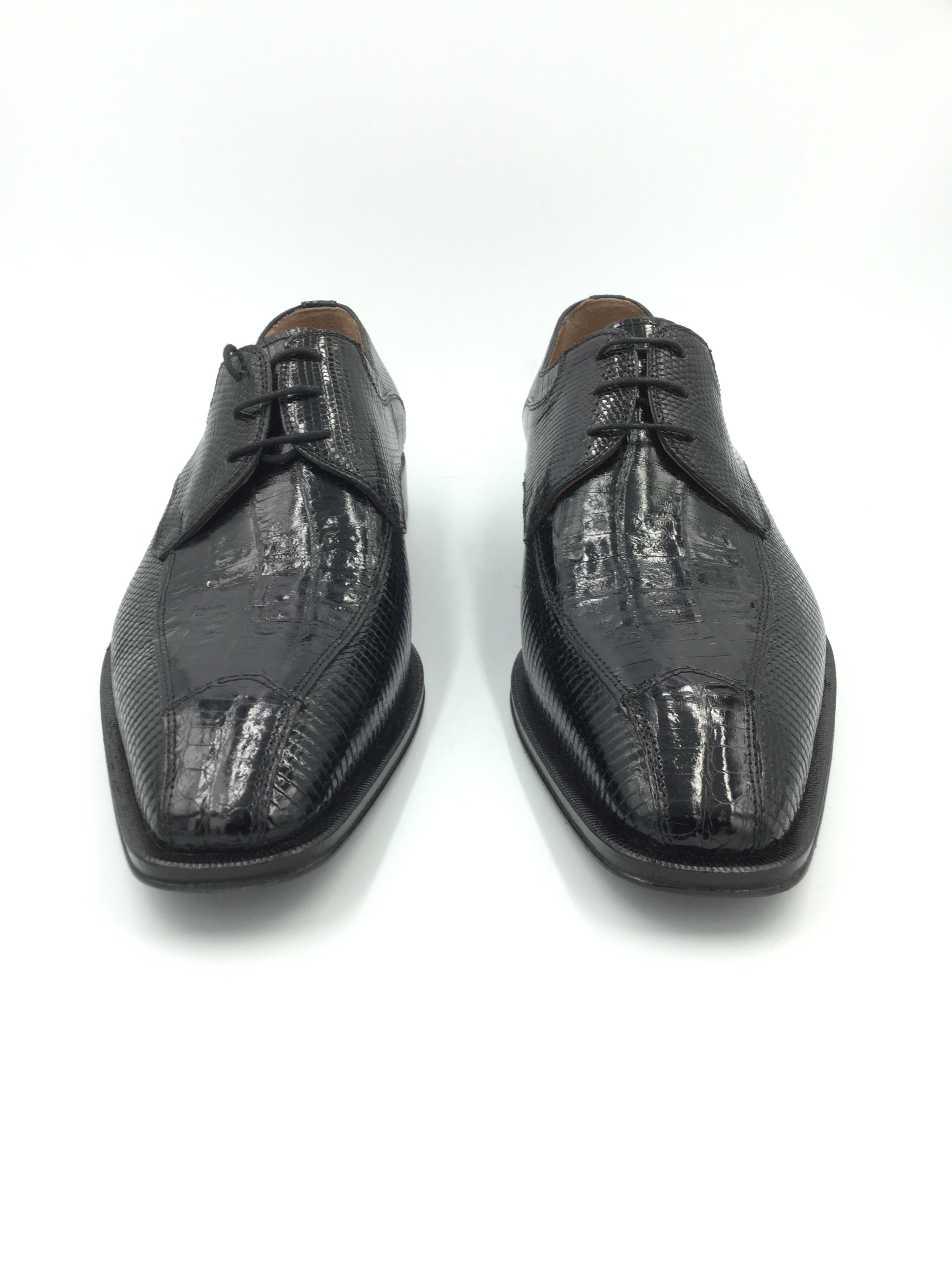 David Eden Unique Genuine Crocodile and Lizard Leather Black Shoe Size 9