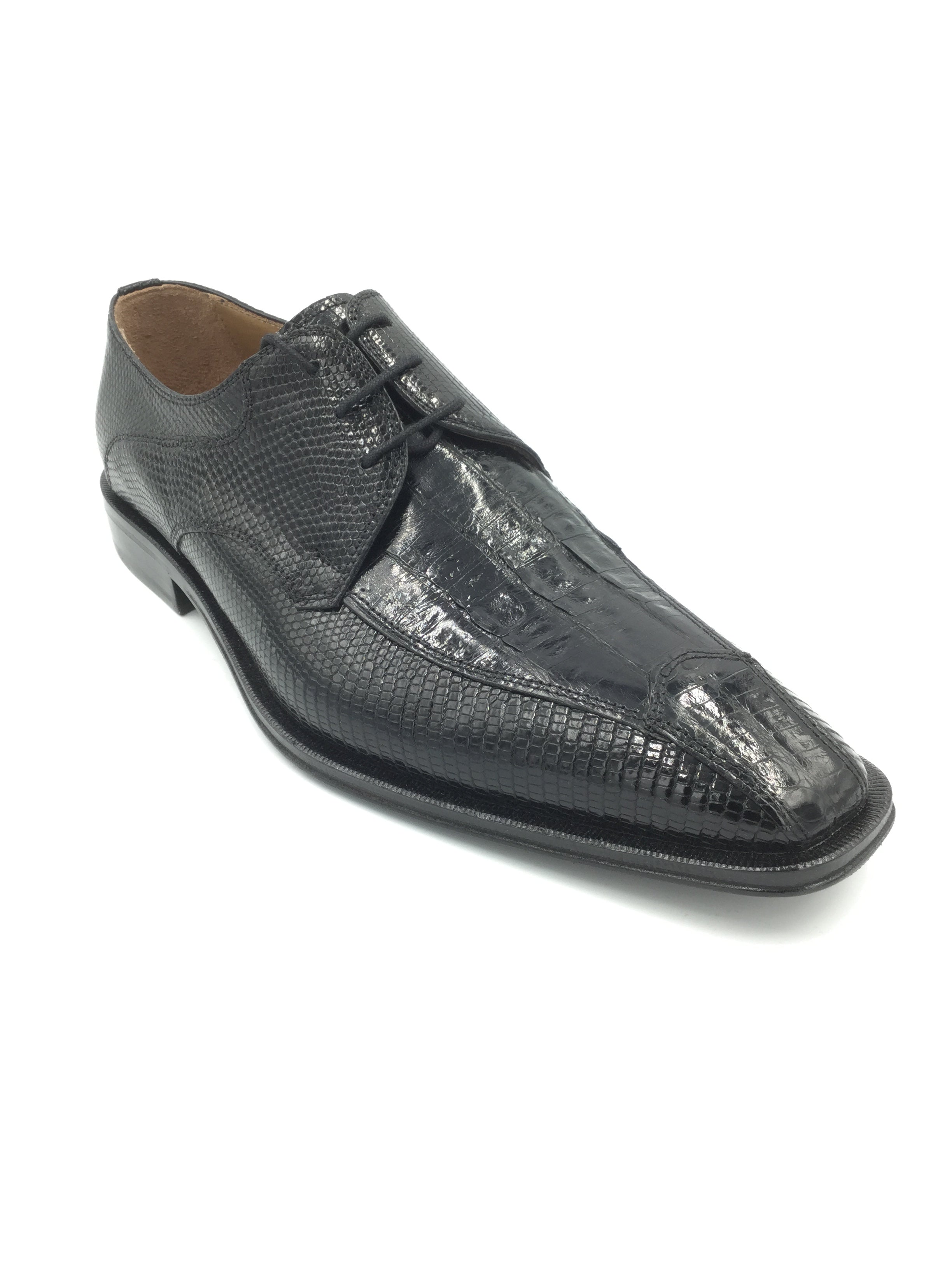 David Eden Unique Genuine Crocodile and Lizard Leather Black Shoe Size 9