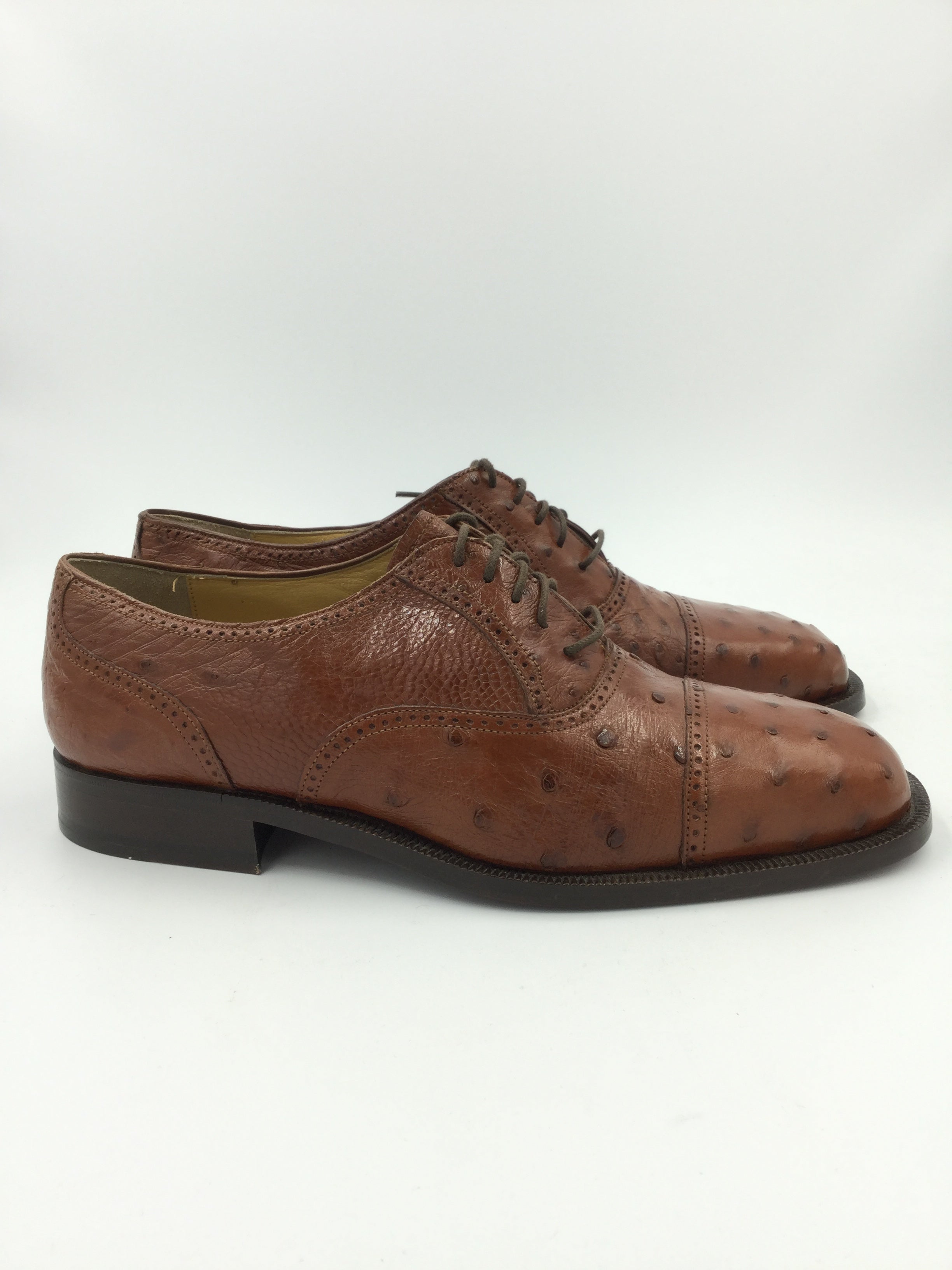 Caporicci Genuine Ostrich Leather Almond Shoe Size 10 W