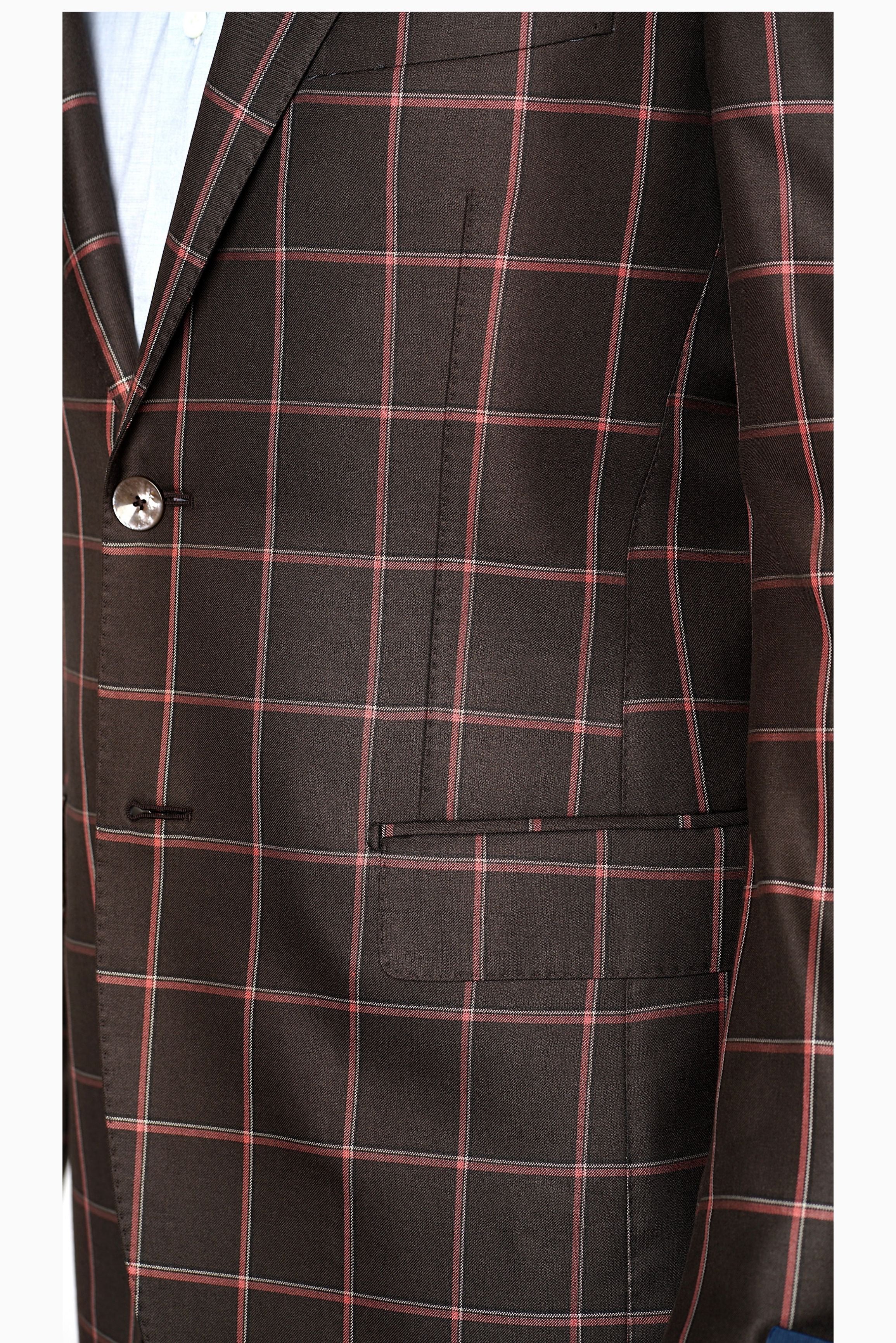 Pal Zileri Summer Coat Plad Brown - Mastroianni Fashions