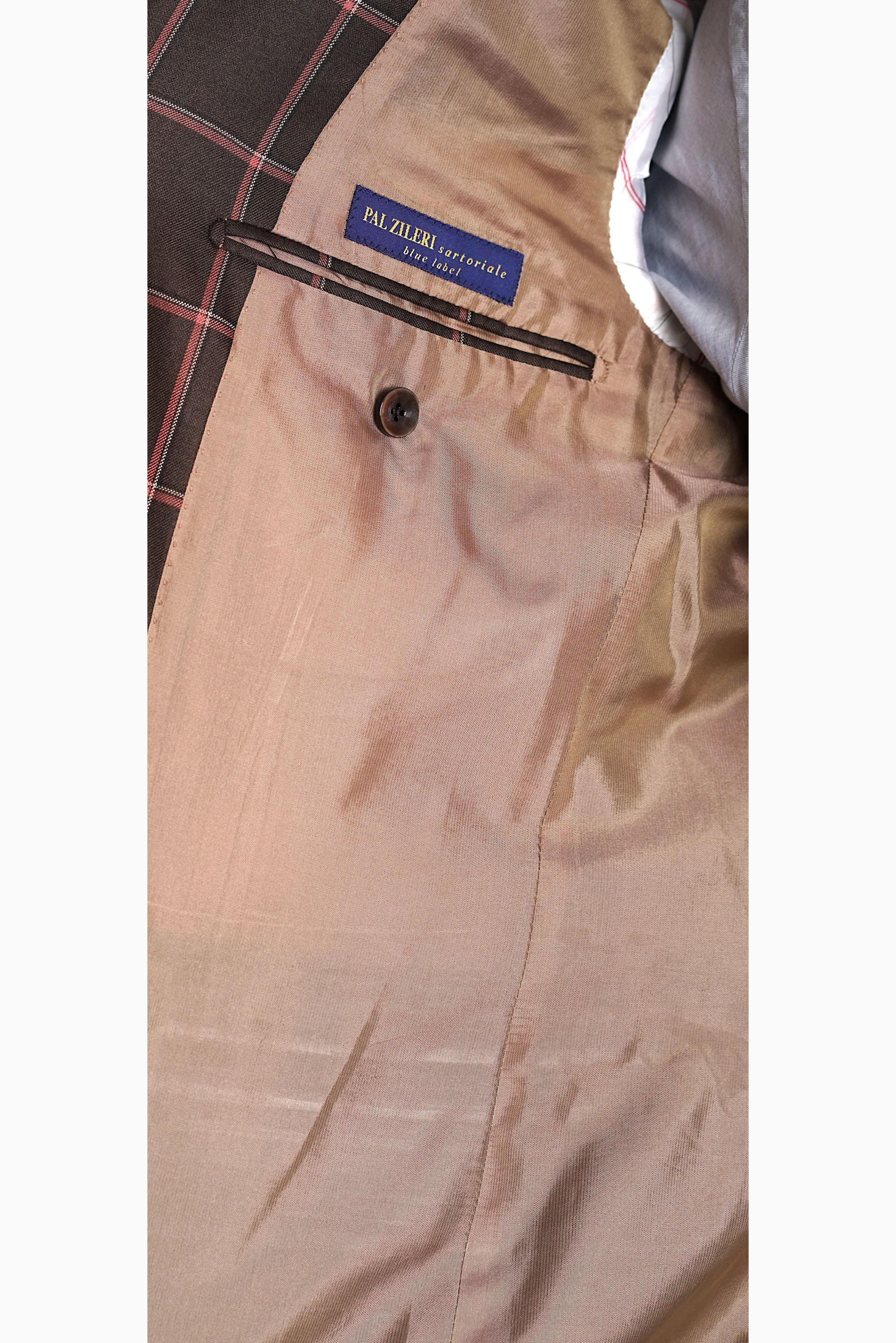 Pal Zileri Summer Coat Plad Brown - Mastroianni Fashions