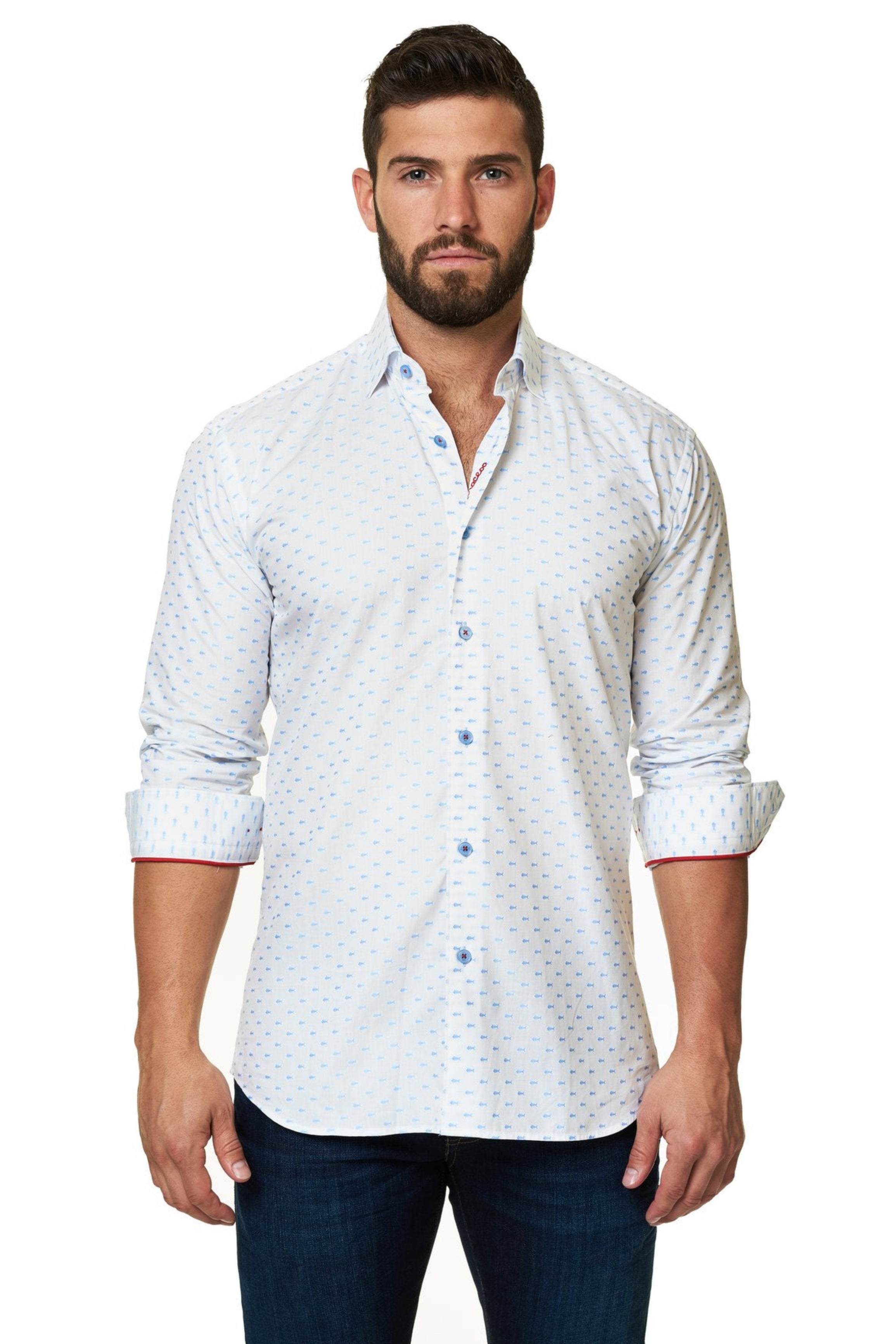 Maceoo Luxor Fishbone Light Blue - Mastroianni Fashions