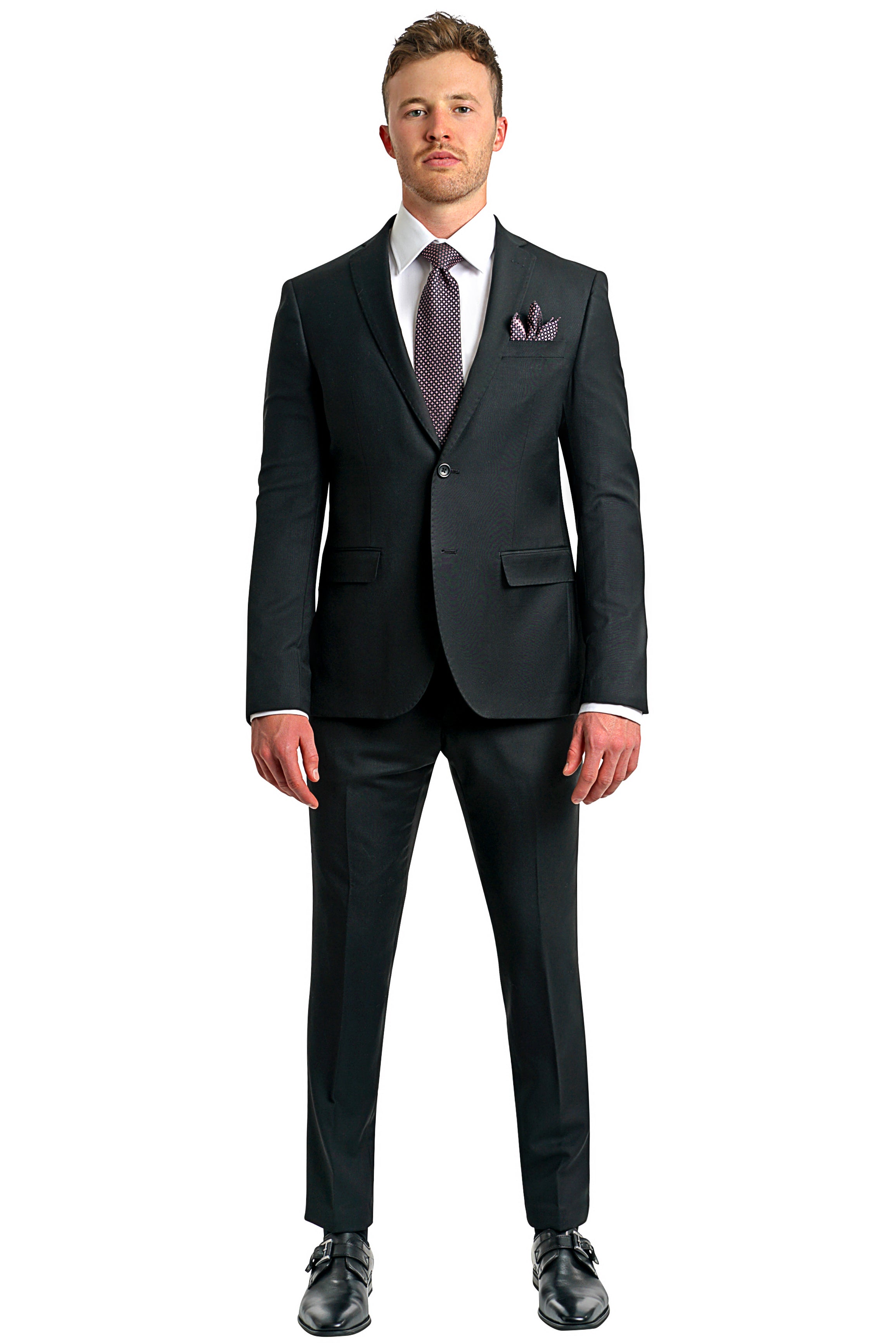 Lazarou European Black Suit Slim - Mastroianni Fashions