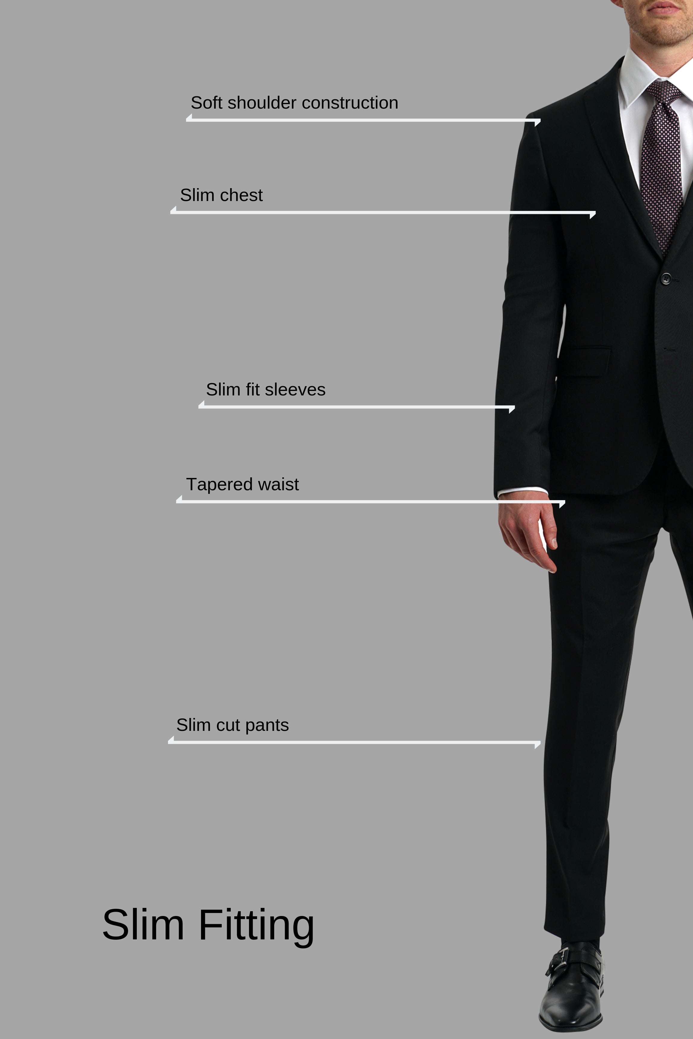 Lazarou European Black Suit Slim - Mastroianni Fashions