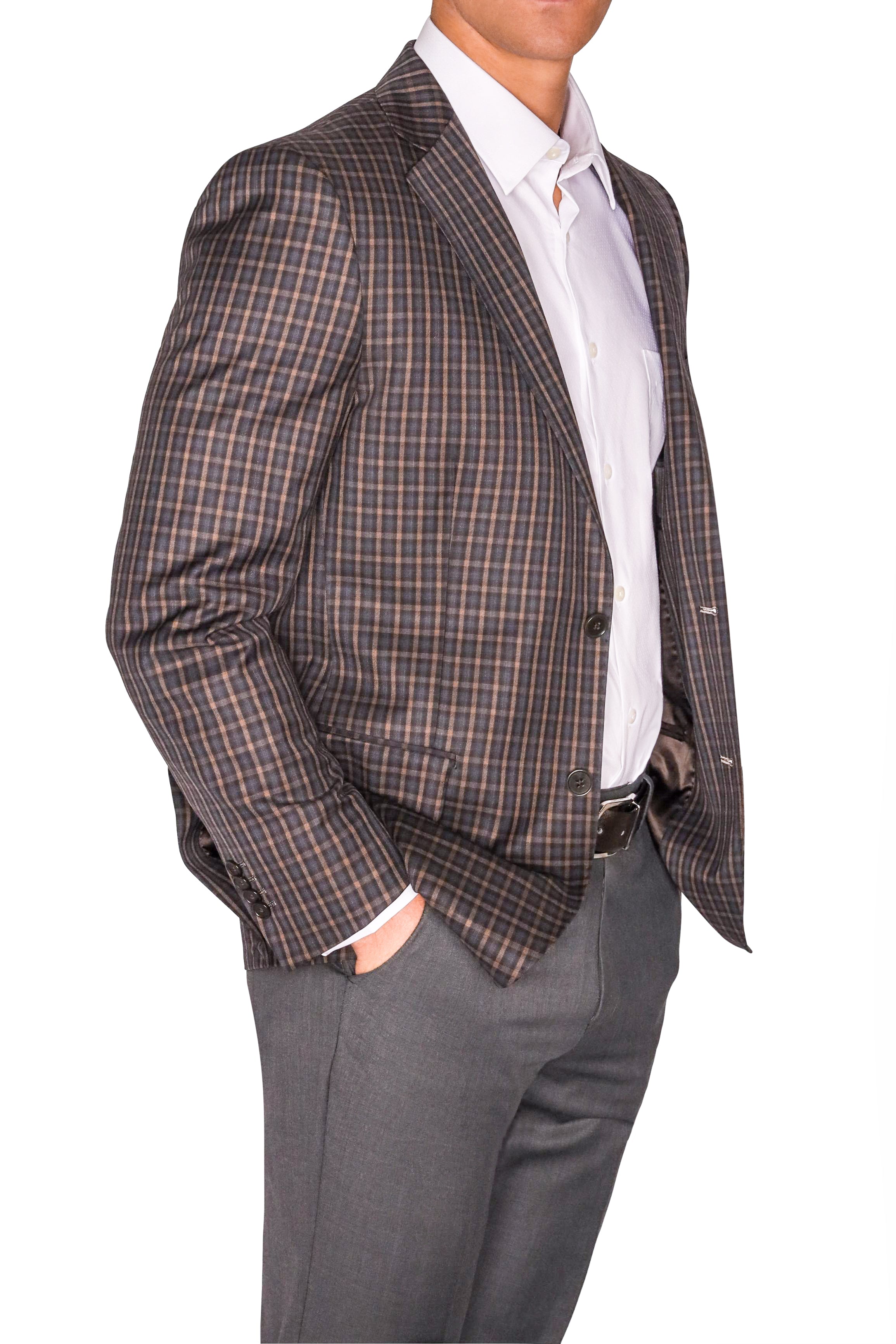 Lazarou Brown/Grey Plaid - Mastroianni Fashions