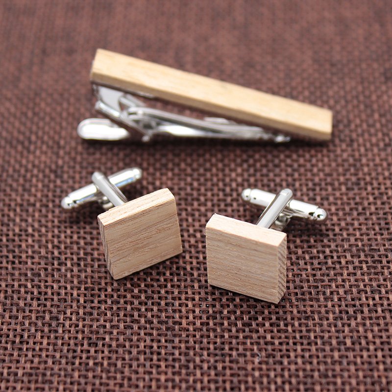 Wooden Tie Clip/Cufflinks Set - Mastroianni Fashions