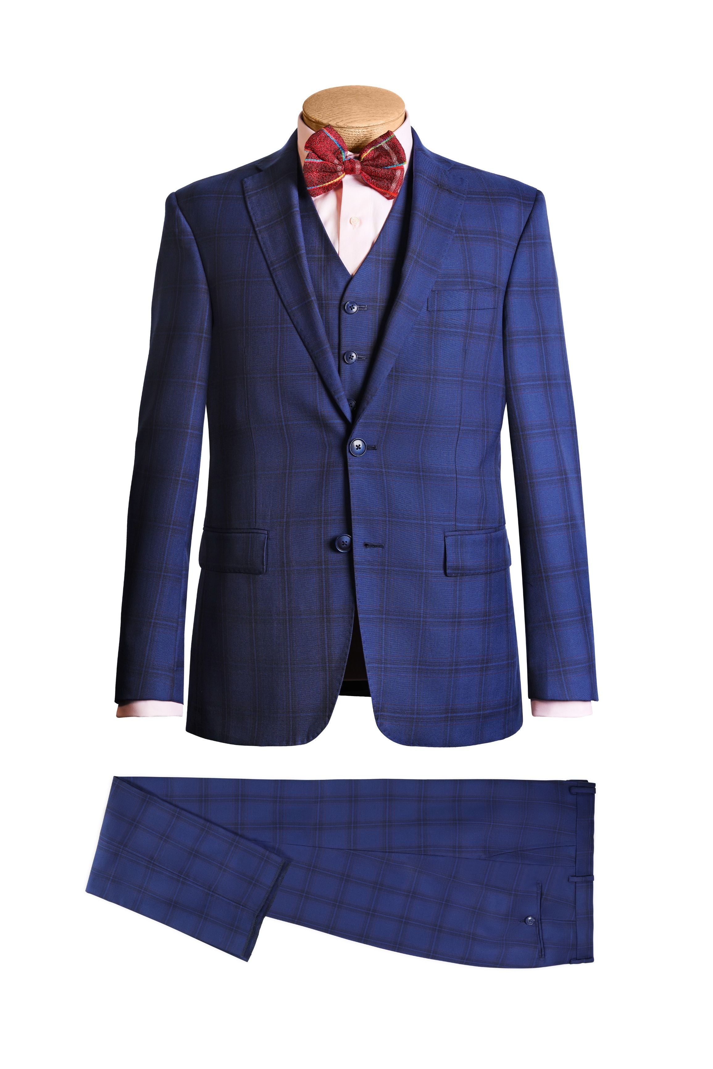 Lazarou Blue Navy 3 Piece Suit - Mastroianni Fashions