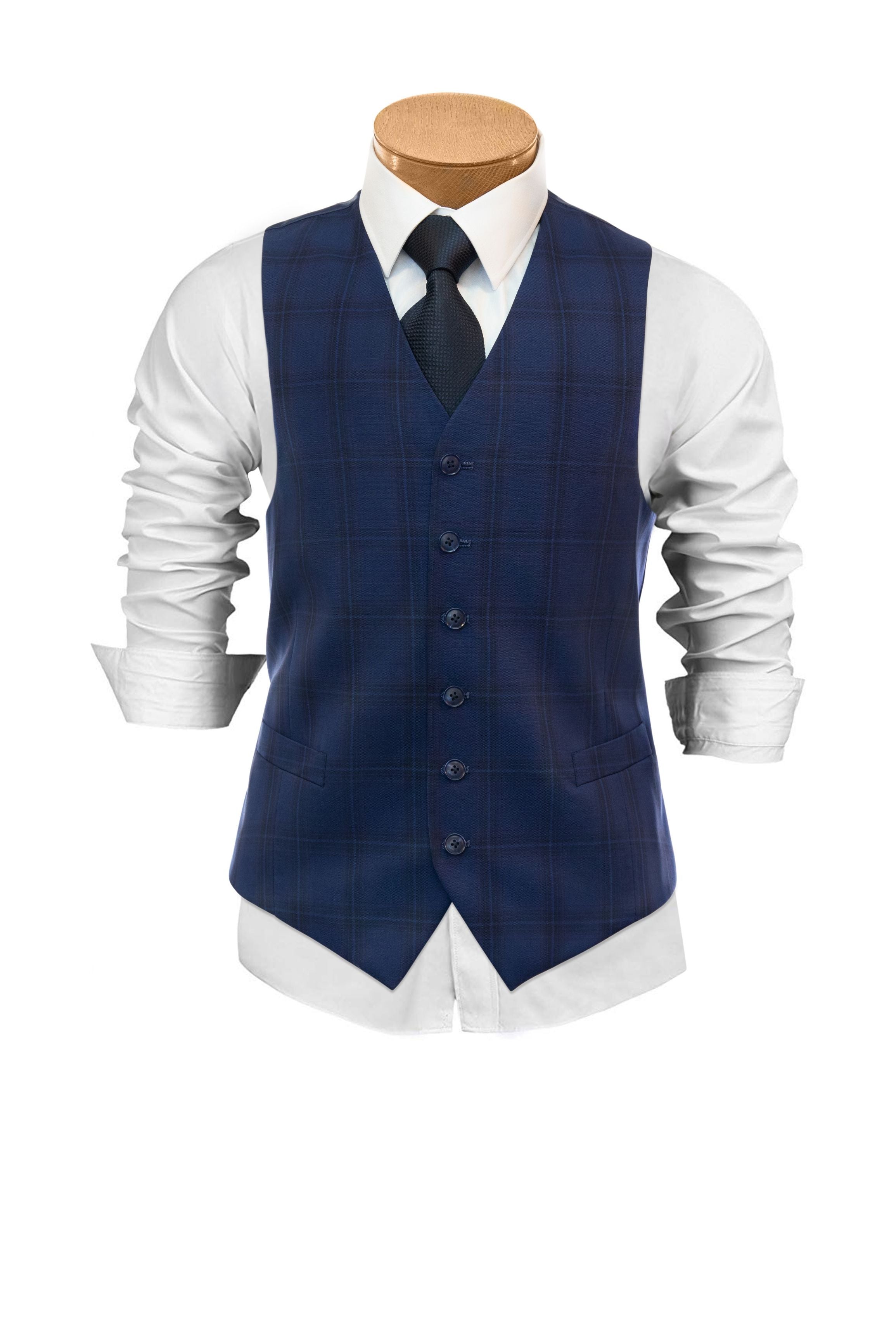 Blue Plaid  Vest - Mastroianni Fashions