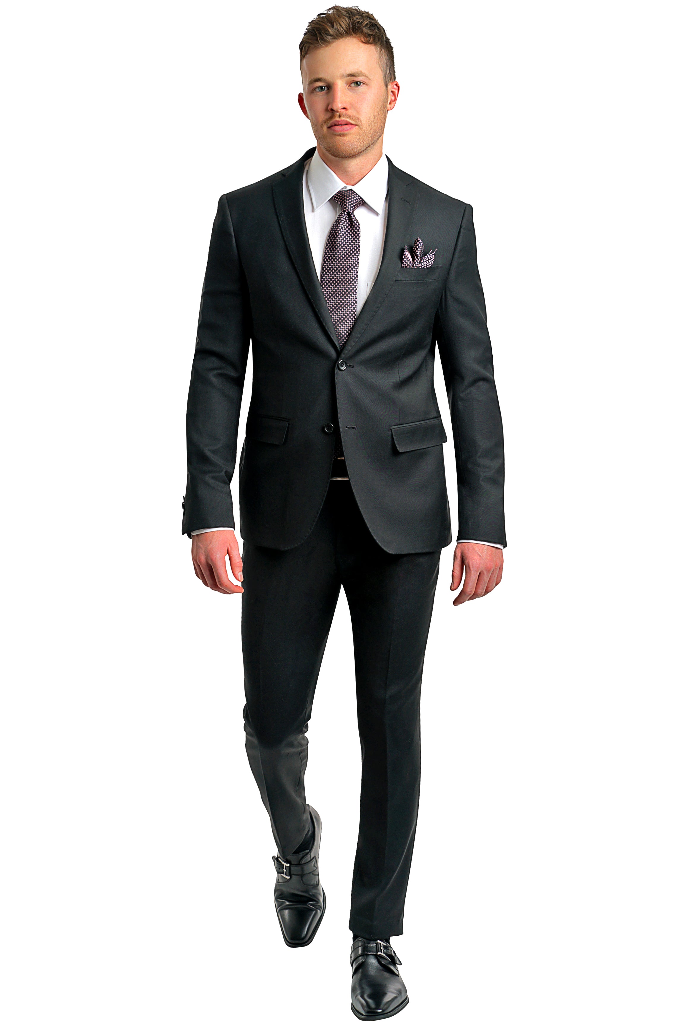 Lazarou European Black Suit Slim - Mastroianni Fashions