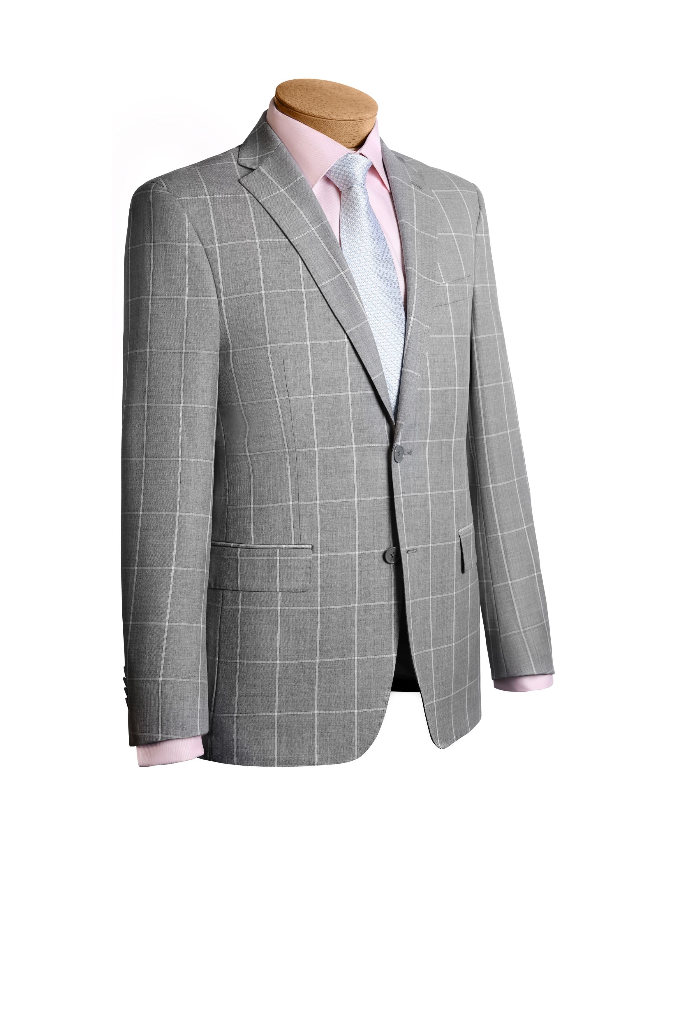 Plaid Grey Modern Suit - Mastroianni Fashions