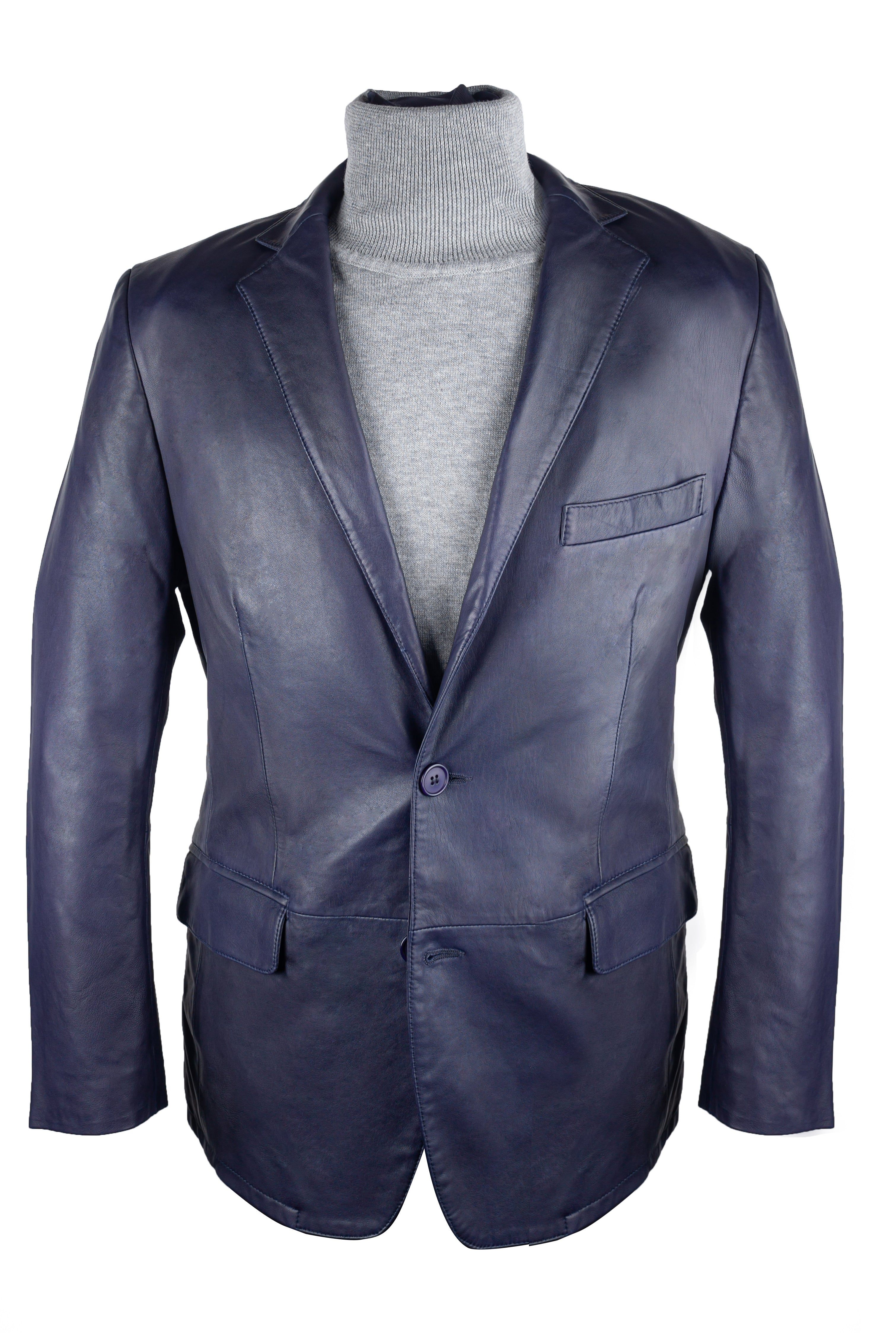 Blue Leather Blazer