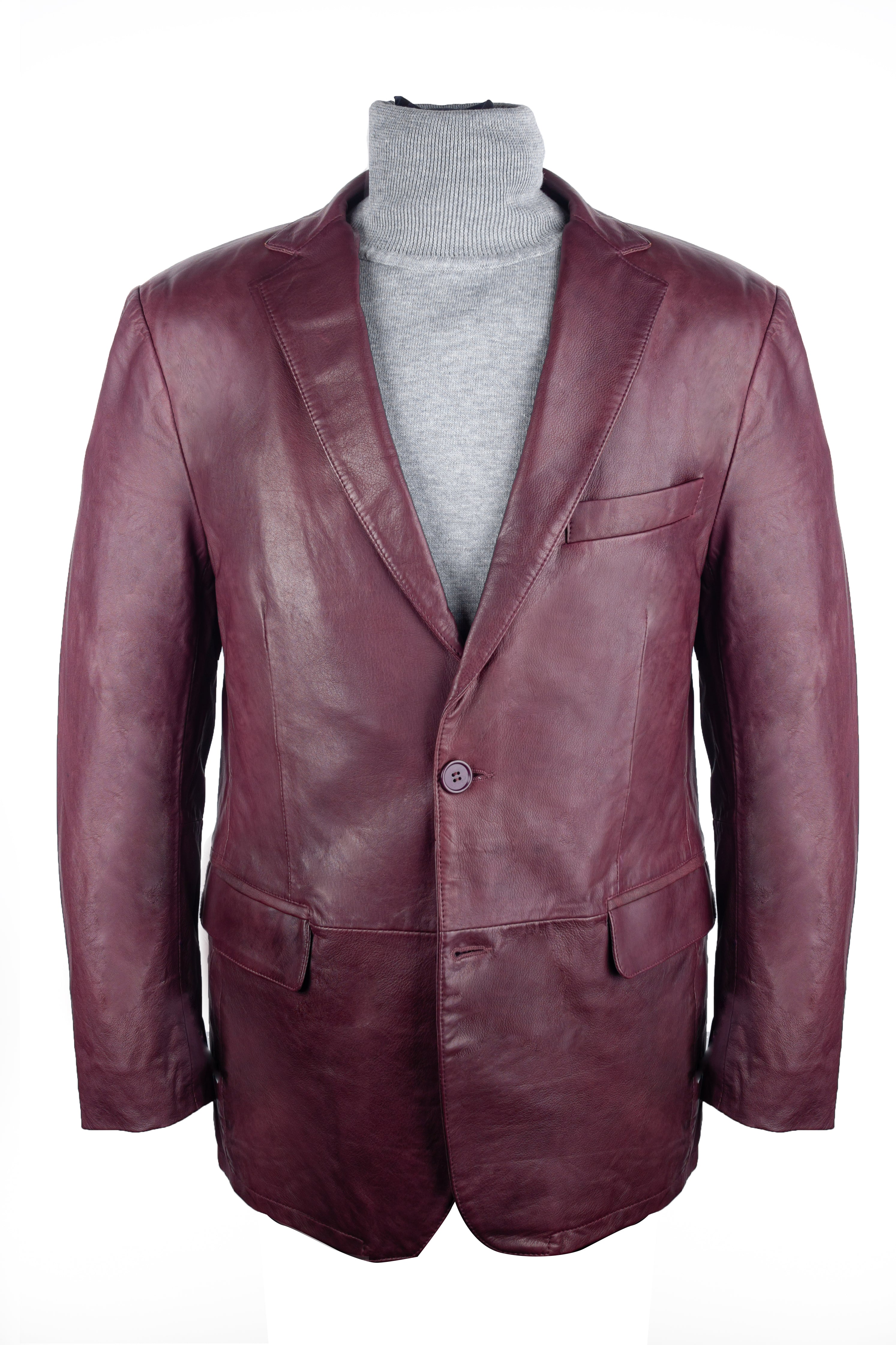 Burgundy Leather Blazer