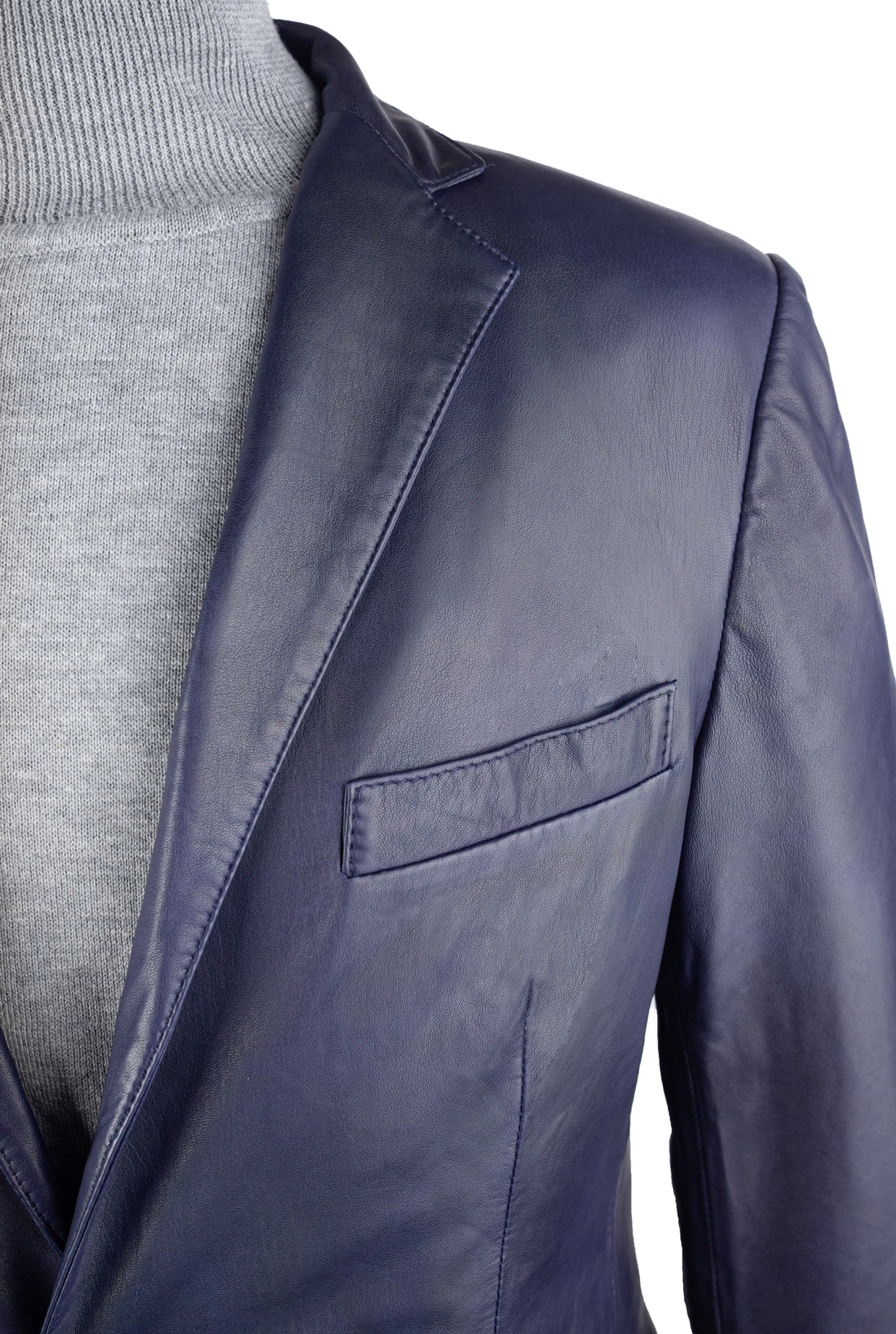 Blue Leather Blazer