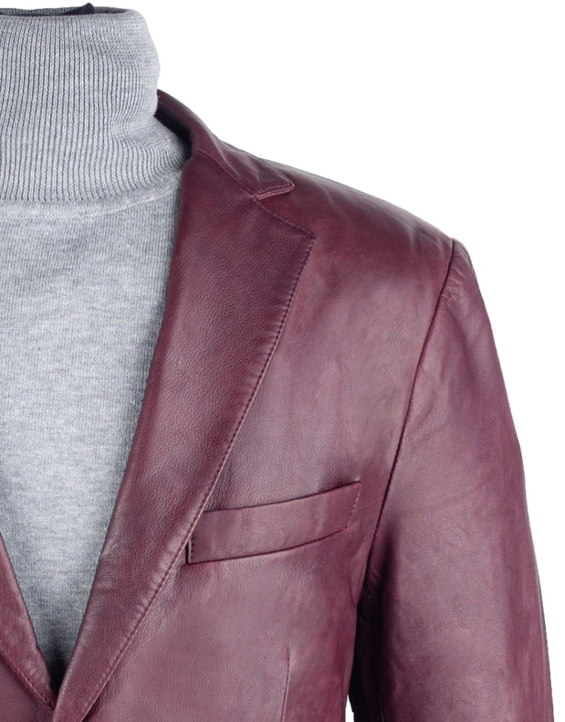Burgundy Leather Blazer