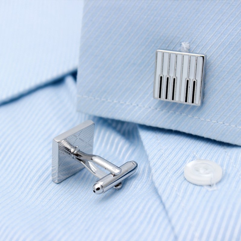 Piano Keys Design Dress Shirt Cufflinks - Mastroianni Fashions