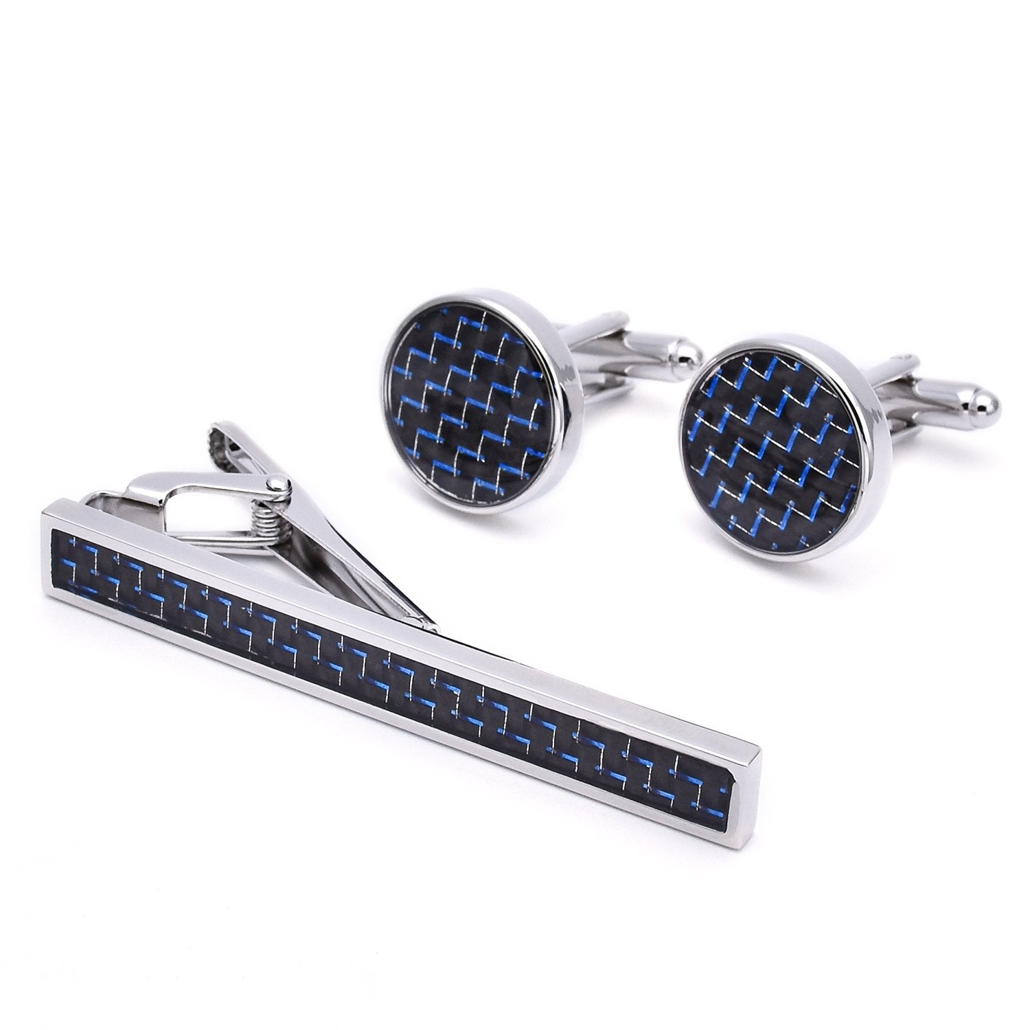 Carbon Fibre Tie Clip/Cufflinks Set - Mastroianni Fashions