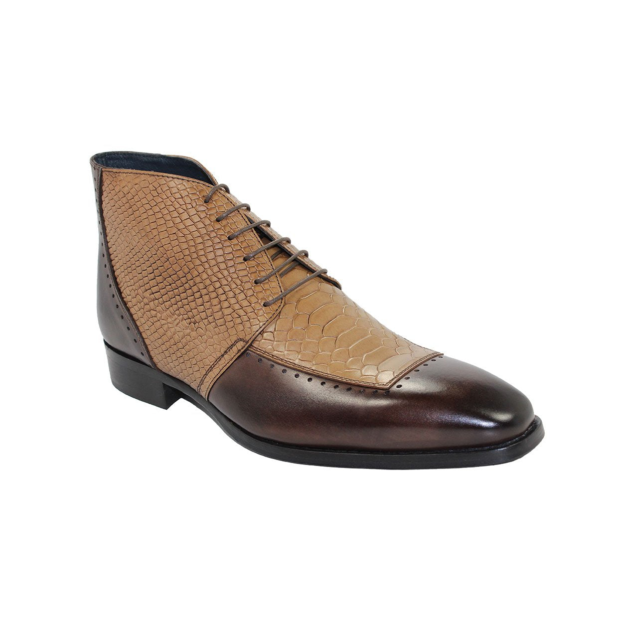 Men's Pisa Snake Print & Calfskin Leather Boots - Mastroianni Fashions