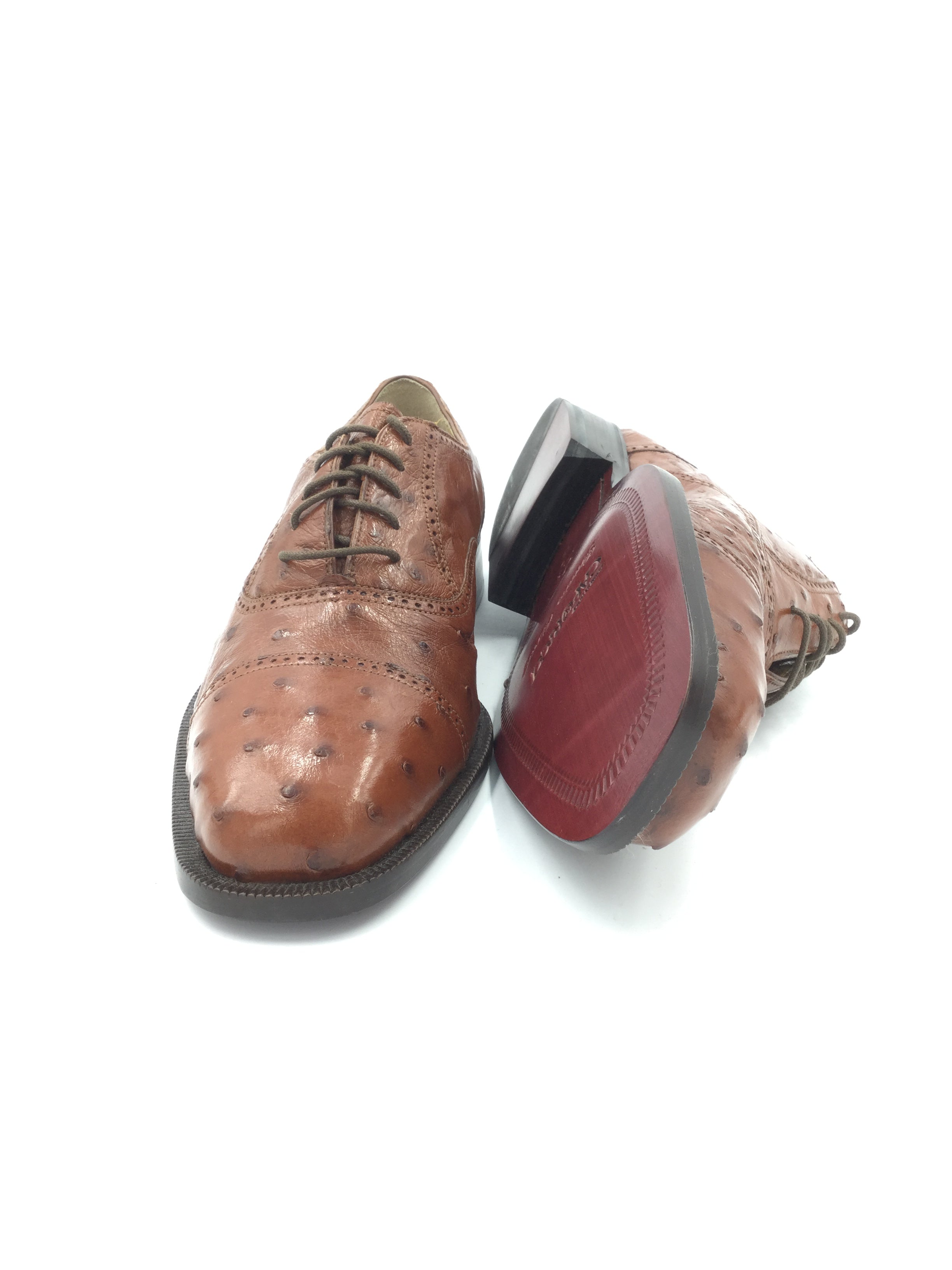 Caporicci Genuine Ostrich Leather Almond Shoe Size 10 W
