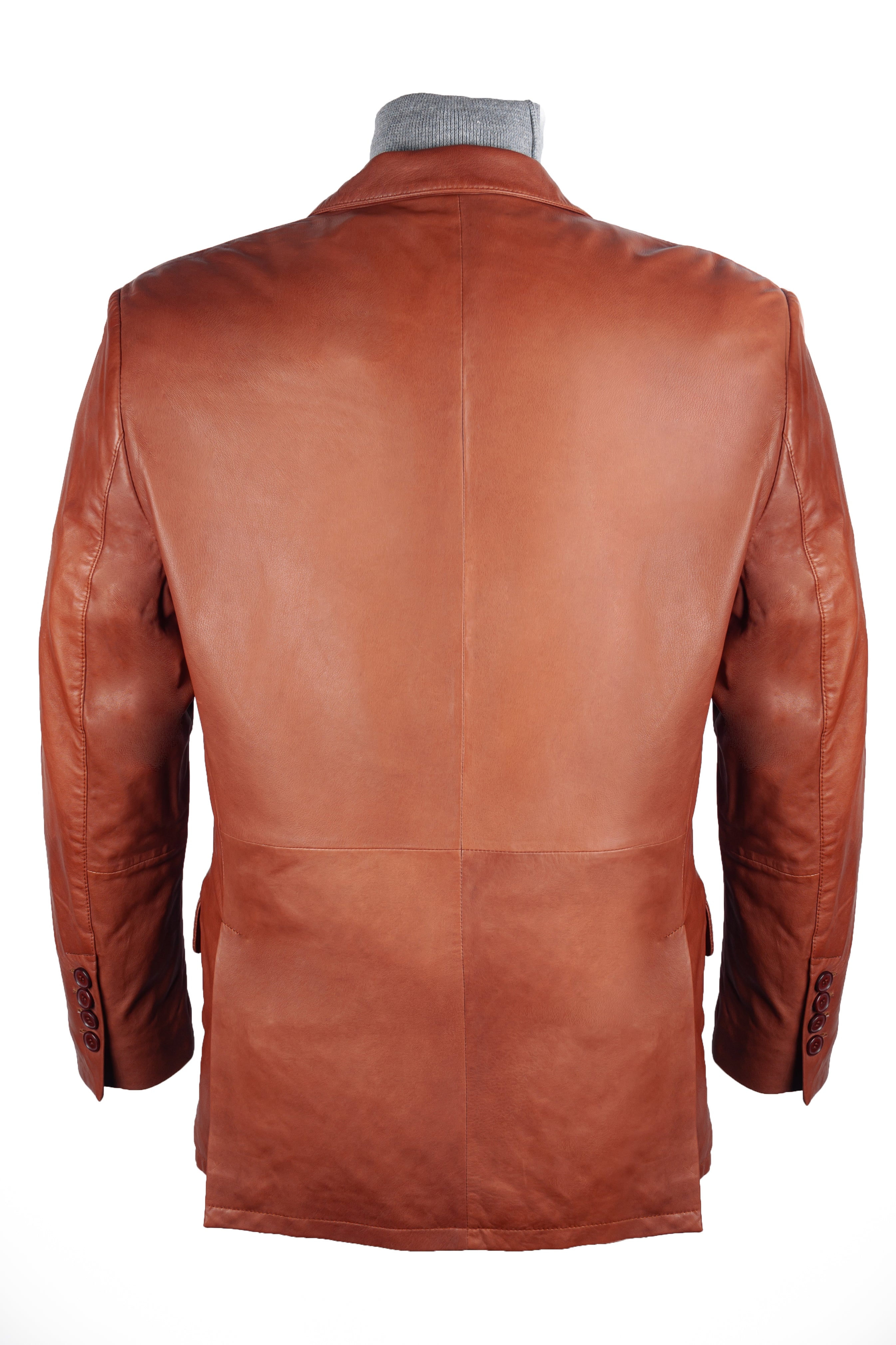 Cognac Leather Blazer
