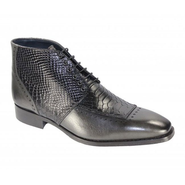 Men's Pisa Snake Print & Calfskin Leather Boots - Mastroianni Fashions